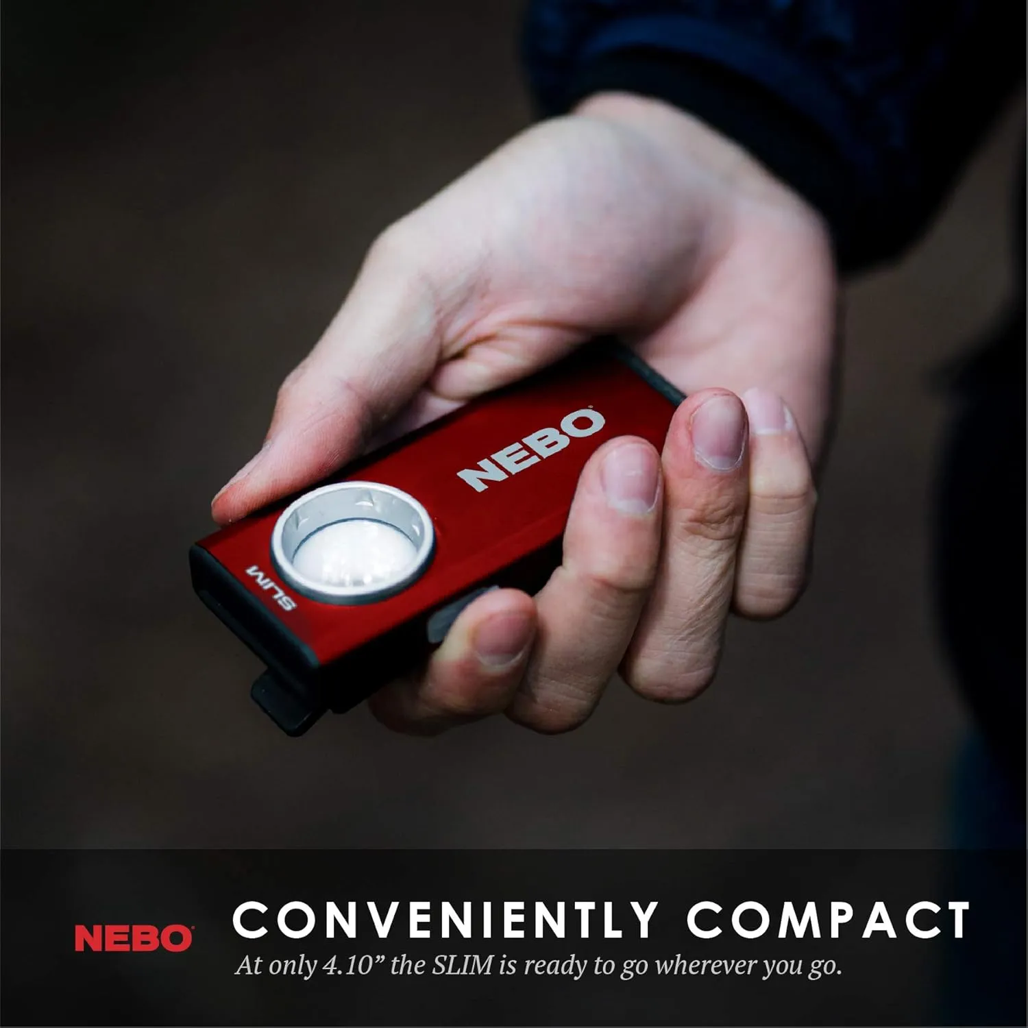 NEBO Rechargeable Flashlights High Lumens: 500-Lumen LED Flash Light Equipped with Dimming and Power Memory Recall; Featuring A Pocket Clip, Hanging Hook and Magnetic Base Slim 6694 Red