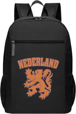 Netherlands Flag Lion Dutch Pride Travel Laptop Backpack, Business Anti Theft Slim Sturdy Laptops Backpacks, College Computer Bag Gift for Men & Women Fits 17 Inch Notebook,Black
