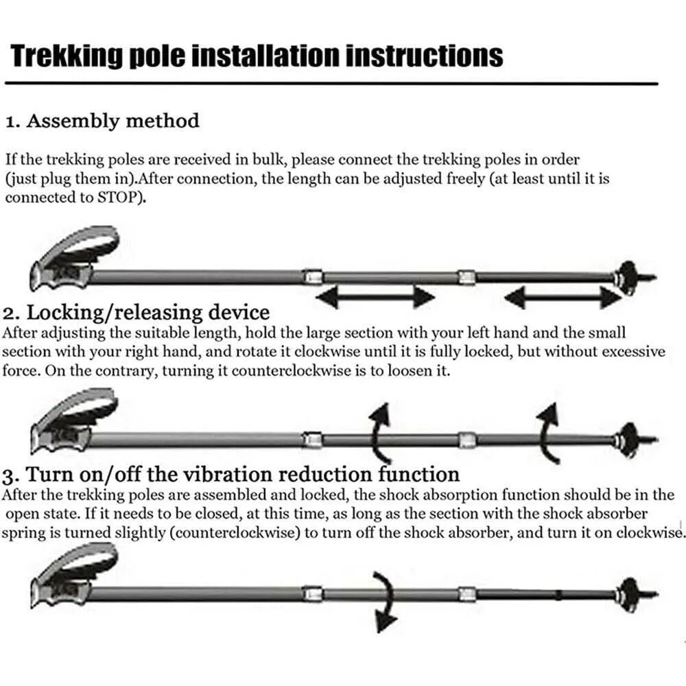 New Hiking Trekking Poles Walking Stick Adjustable Camping Black Lightweight