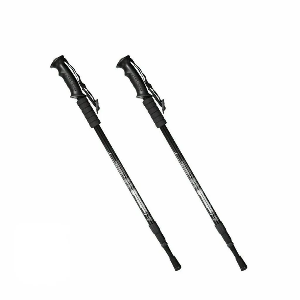 New Hiking Trekking Poles Walking Stick Adjustable Camping Black Lightweight