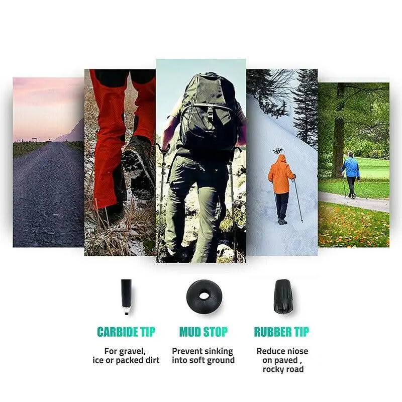 New Hiking Trekking Poles Walking Stick Adjustable Camping Black Lightweight