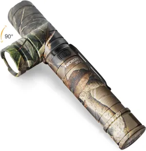 NICRON Flashlight, Rechargeable Twist Flashlight B70 Plus 1800 Lumen LED Flashlight 3-Color Light 90 Degree Camo with 360 Rotary Clip Waterproof