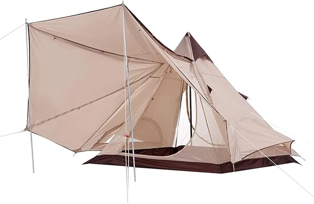 NIEH Outdoor Camping Pyramid Tent Double Layers Indian Beach Tent Rainproof Sun Protection Casual Picnic Camping Mongolian Yurt Tent Hiking Shelter
