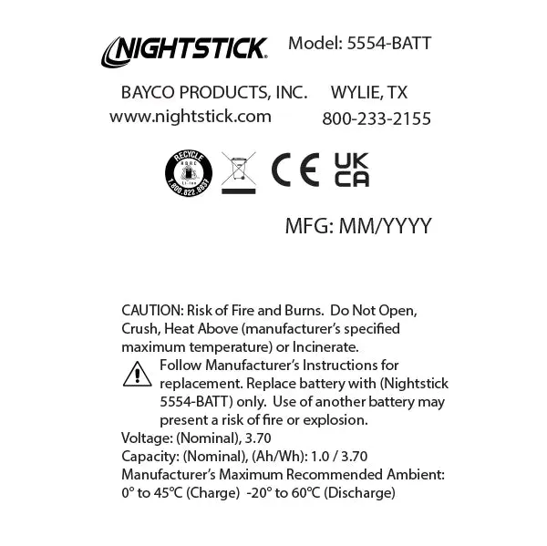Nightstick - Replacement Li-Ion Battery - XPR-5554G