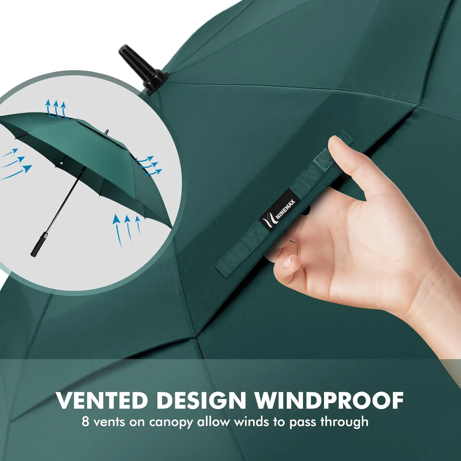 NINEMAX Golf Umbrella 51/54/62/68 Inch Automatic Open, Large Double Canopy Vented Oversize Stick Umbrellas Extra Large Windproof Waterproof for Rain