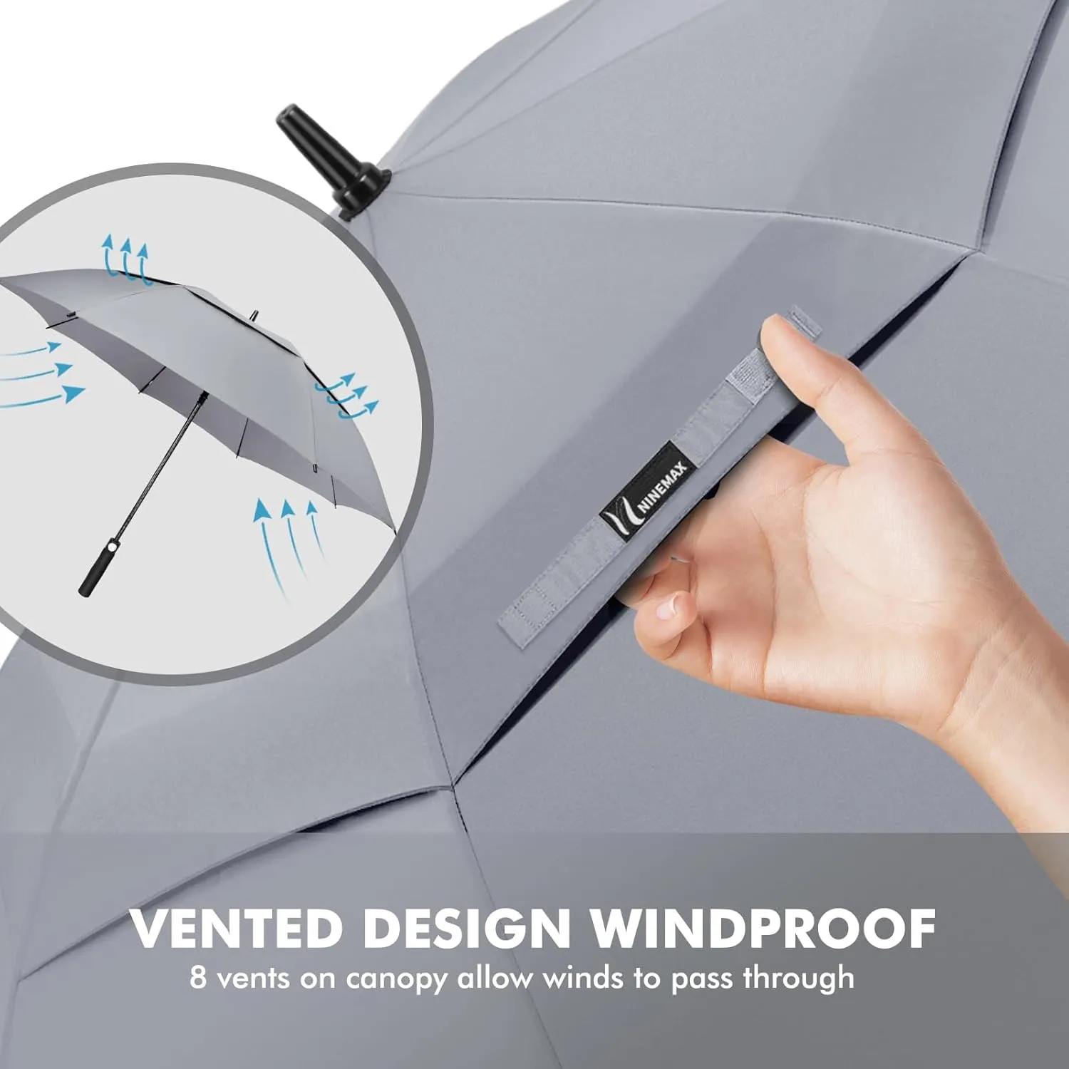 NINEMAX Golf Umbrella 51/54/62/68 Inch Automatic Open, Large Double Canopy Vented Oversize Stick Umbrellas Extra Large Windproof Waterproof for Rain