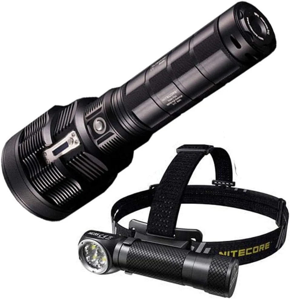 Nitecore Outdoor Value Pack TM38 Searchlight & HC35 Headlamp -Both can be Recharged on The go or at Home