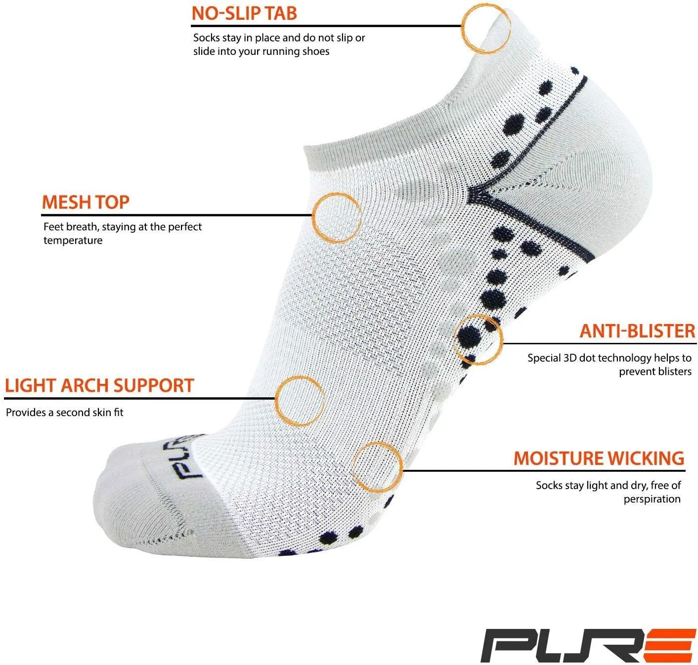 No-Show Anti-Blister Running Socks - Moisture Wicking Sport Socks for Men, Women