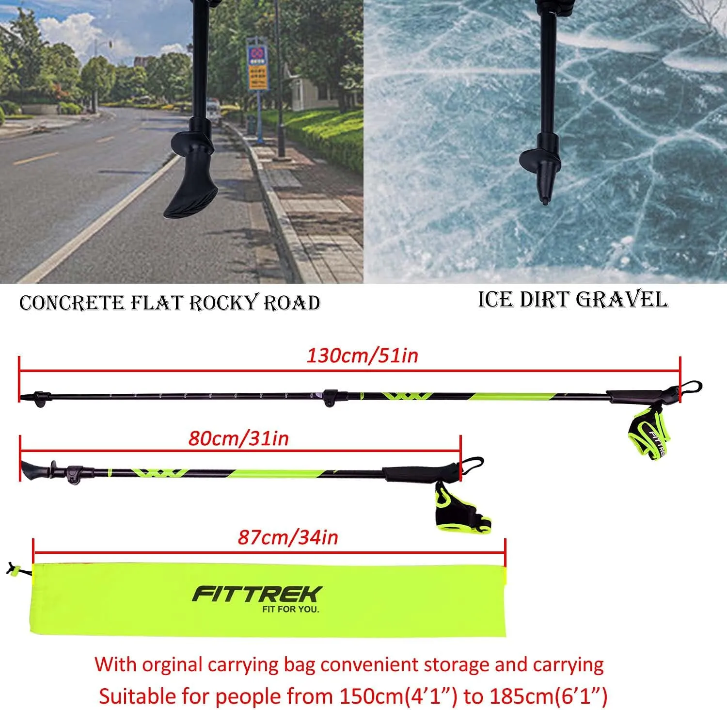 Nordic Walking Poles for Men Women - 2 Pack Aluminum Nordic Walking Sticks - Nordic Poles with Ergonomic Grip Adjustable Ultralight for Hiking, Camping, Trekking, Mountaineering, Backpacking