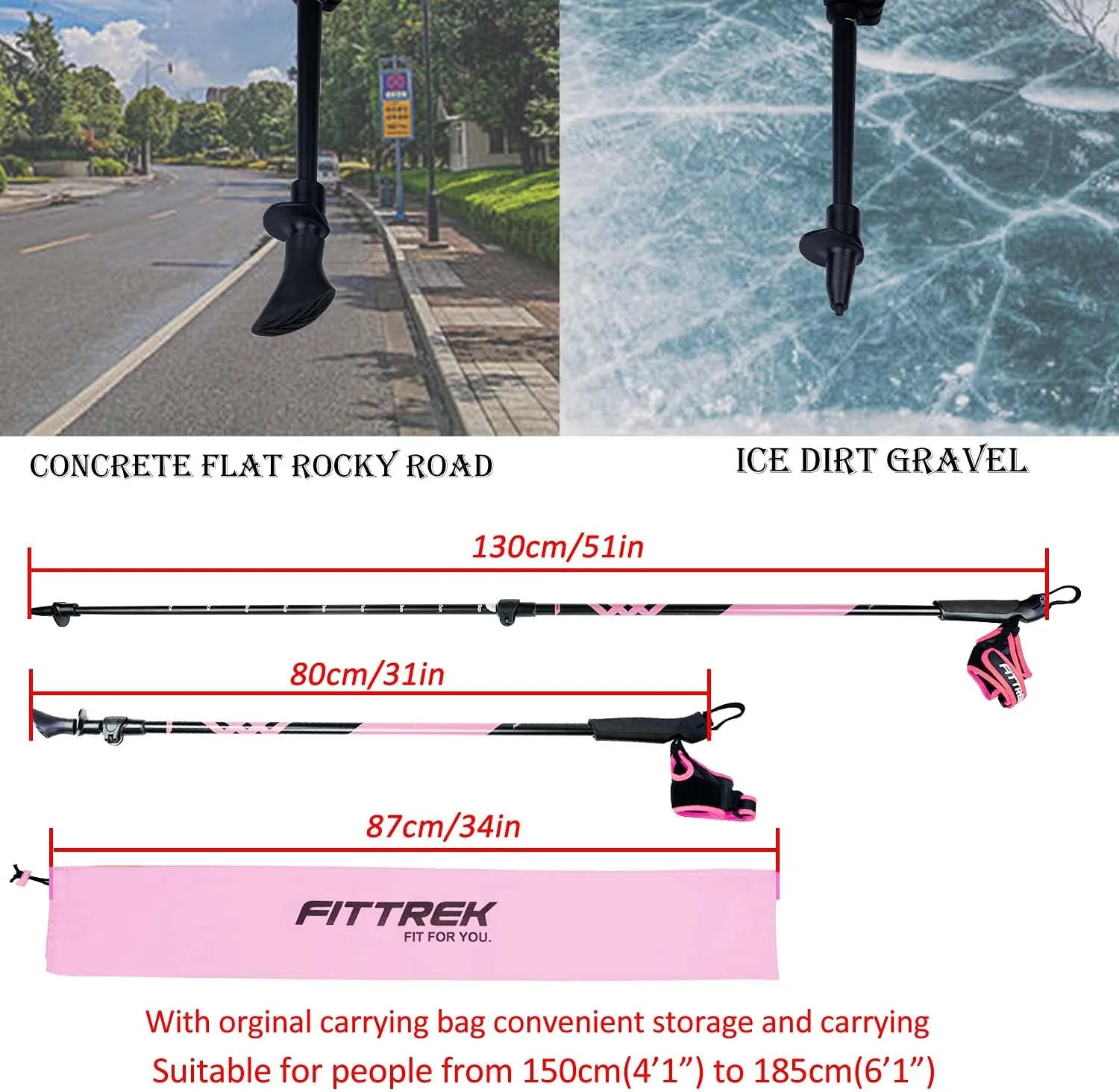 Nordic Walking Poles for Men Women - 2 Pack Aluminum Nordic Walking Sticks - Nordic Poles with Ergonomic Grip Adjustable Ultralight for Hiking, Camping, Trekking, Mountaineering, Backpacking