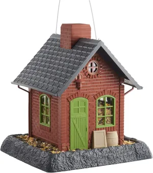 North States Village Collection Old Town Pub Birdfeeder: Easy Fill and Clean. Squirrel Proof Hanging Cable included, or Pole Mount . Large, 5 pound Seed Capacity (9.5 x 10.25 x 11, Brick Red)