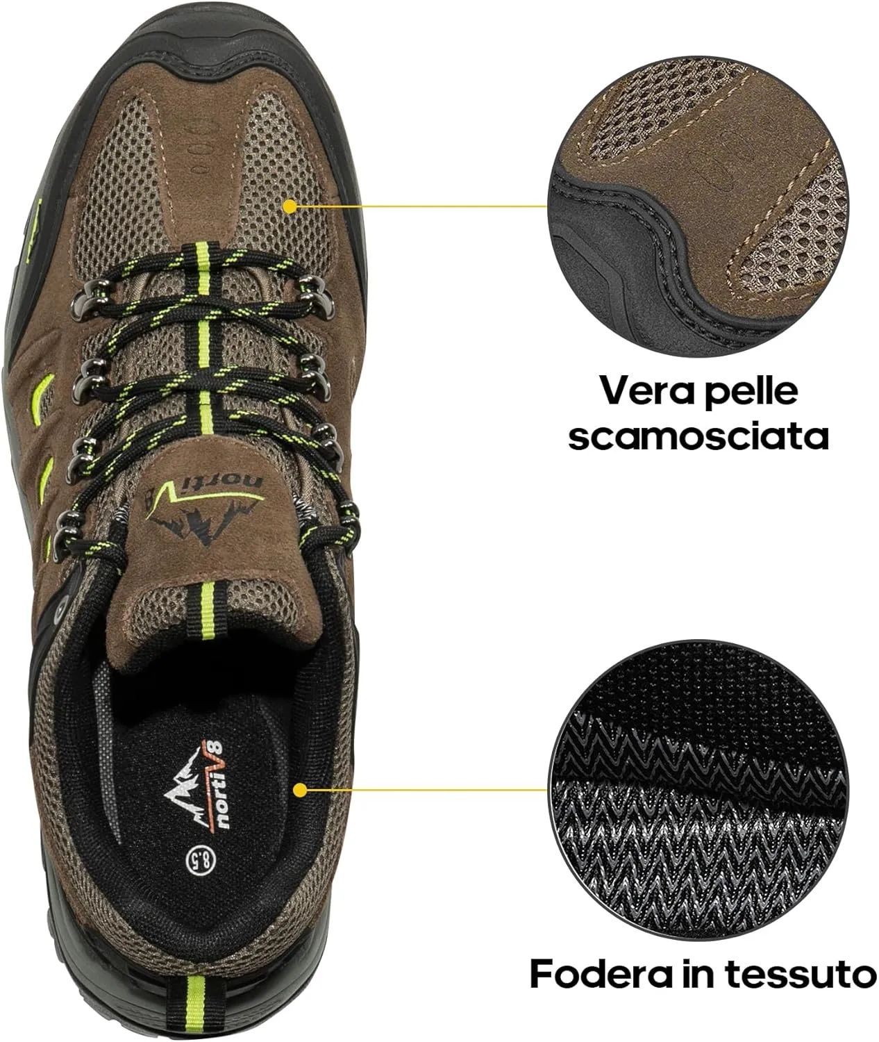 NORTIV 8 Men's Waterproof Hiking Shoes Leather Low-Top Hiking Shoes for Outdoor Trailing Trekking Camping Walking Quest