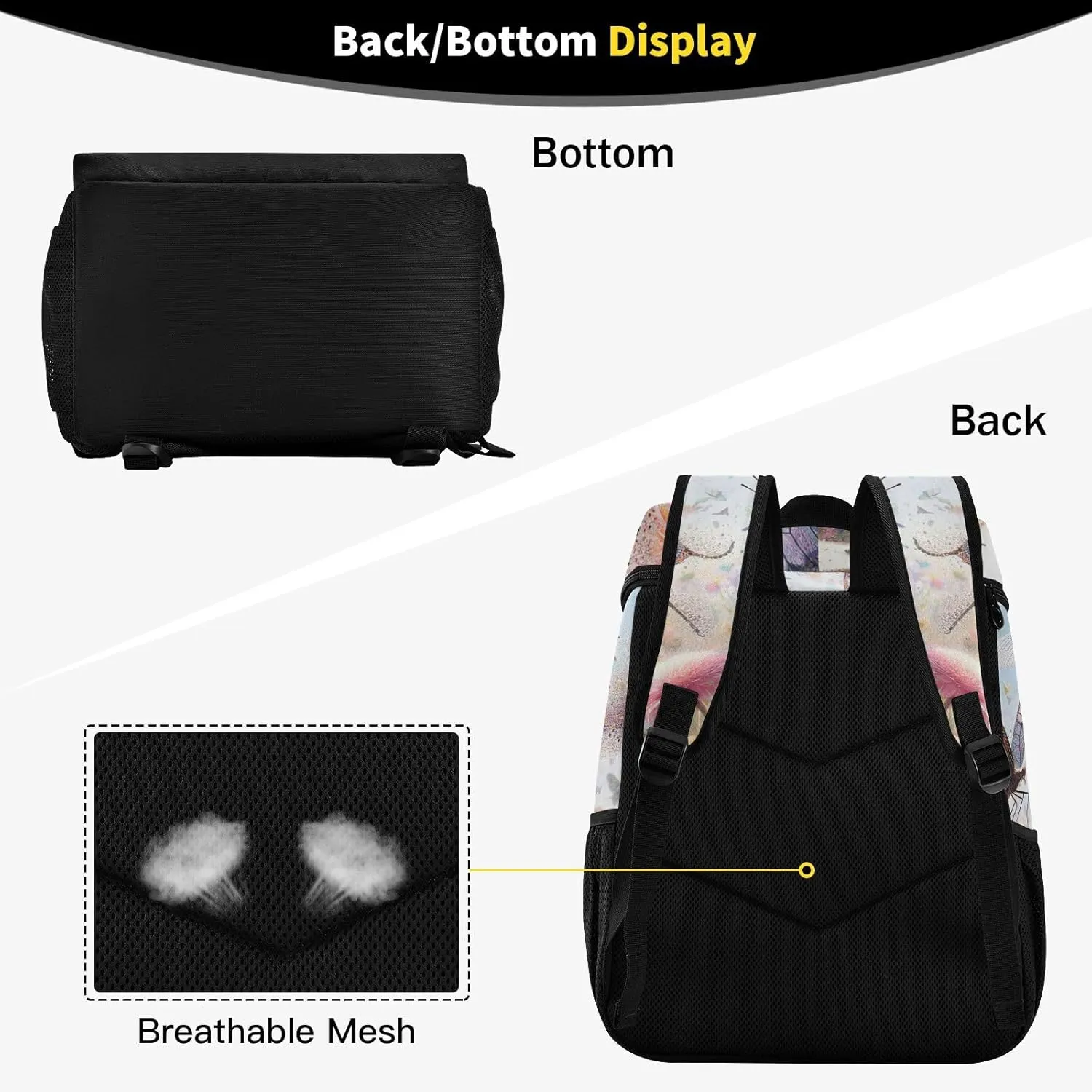 ODAWA Cooler Backpack Waterproof Beach Cooler Bag Butterflies and Dragonflies Lunch Backpack Lightweight Camping Bags