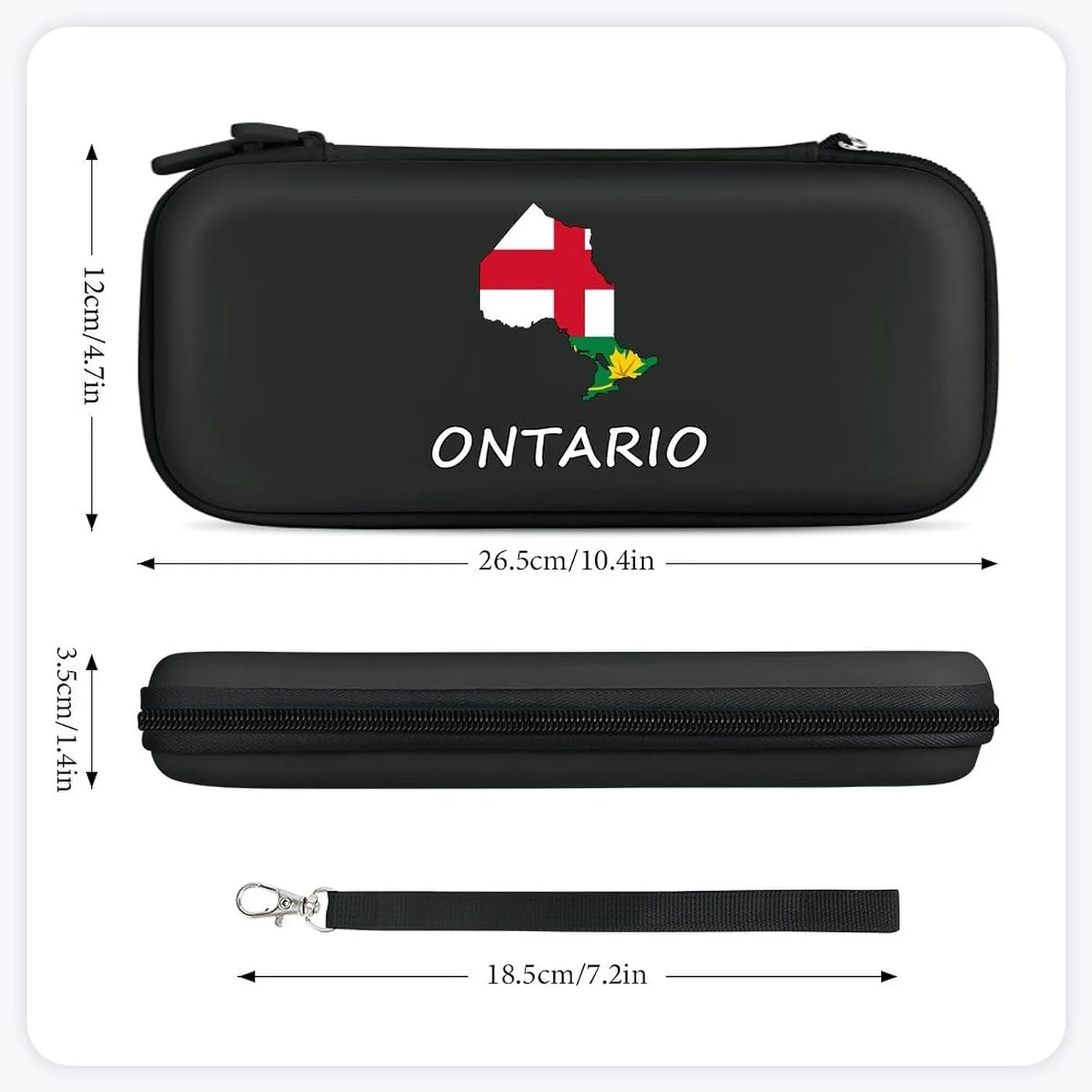 Ontario Flag Canada Canadian Compatible with Switch Carrying Case Hard Travel Game Bag Pouch with 15 Games Accessories
