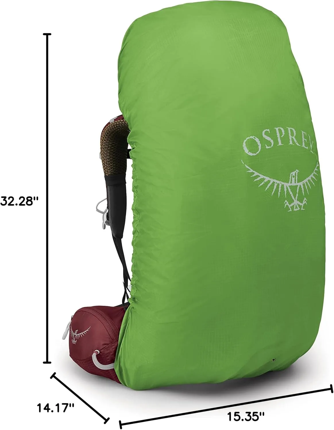 Osprey Aura AG 65L Women's Backpacking Backpack, Berry Sorbet Red, WM/L