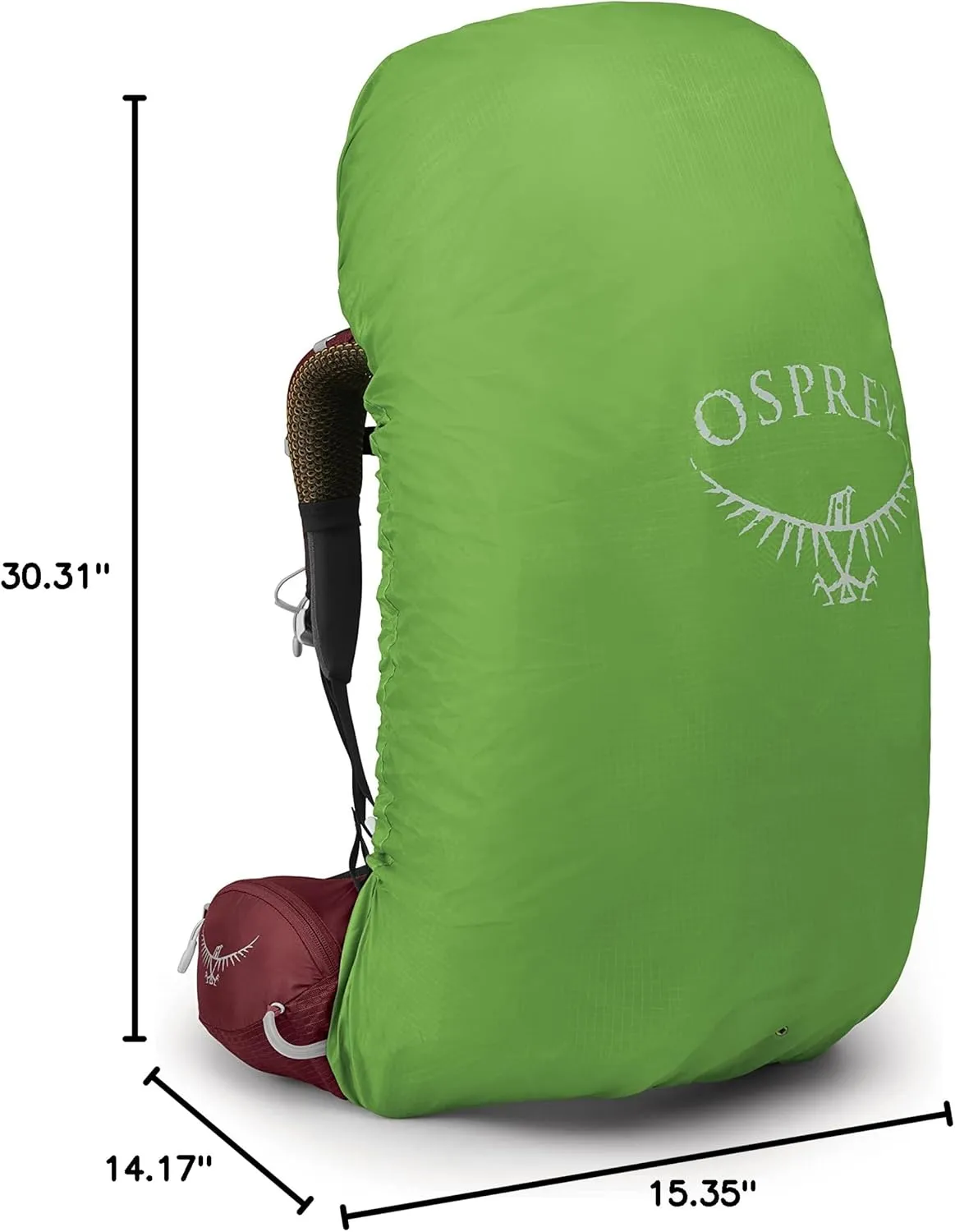 Osprey Aura AG 65L Women's Backpacking Backpack, Berry Sorbet Red, WXS/S