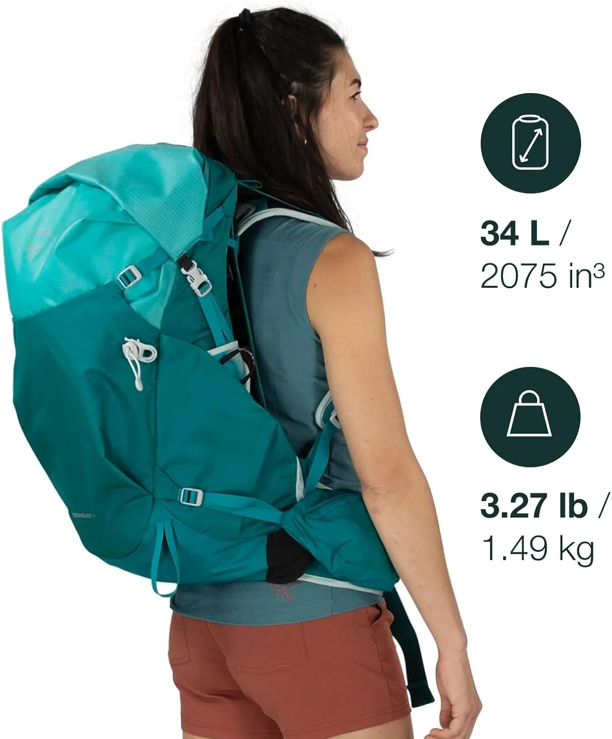 Osprey Downburst 34L Women's Hiking Backpack, Escapade Green