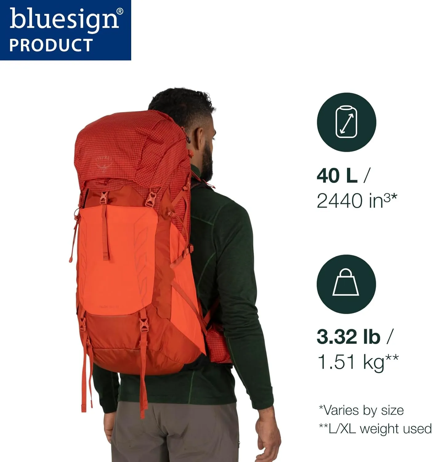 Osprey Talon Pro 40L Men's Hiking Backpack with Hipbelt, Silver Lining, S/M