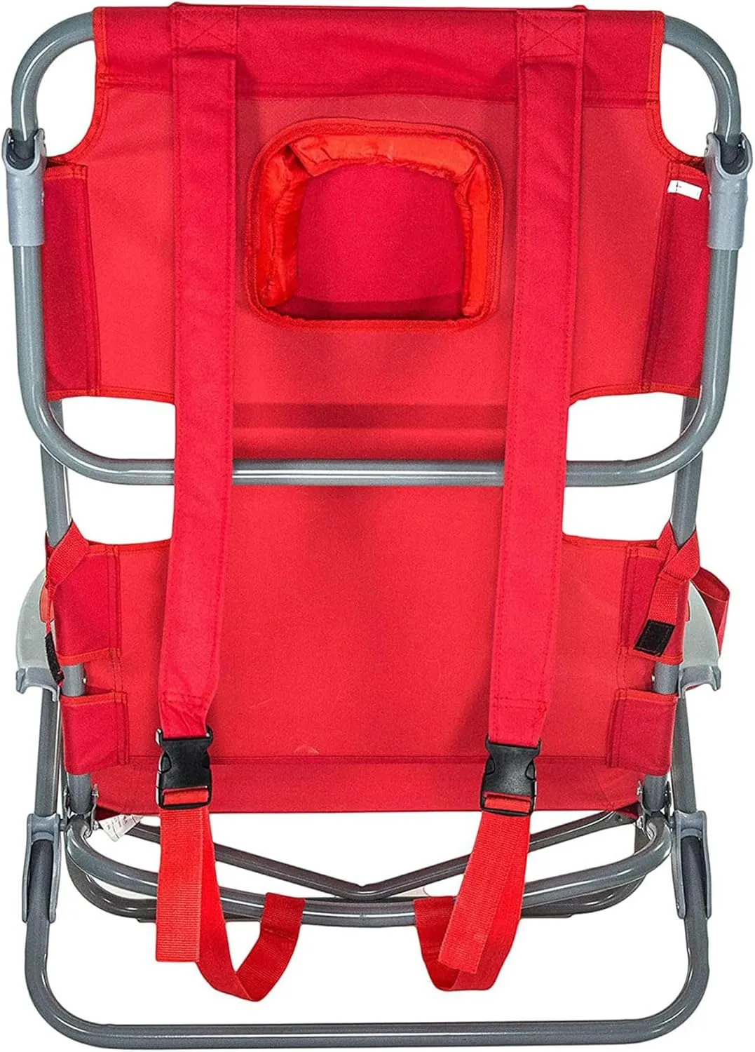 Ostrich On Your Back Backpack Beach Chair with Face Hole - Portable Lounge Chair with Cup Holder - Heavy Duty Tanning Chair - Face Down Reading (Red)