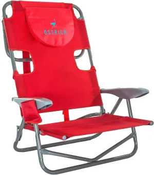Ostrich On Your Back Backpack Beach Chair with Face Hole - Portable Lounge Chair with Cup Holder - Heavy Duty Tanning Chair - Face Down Reading (Red)