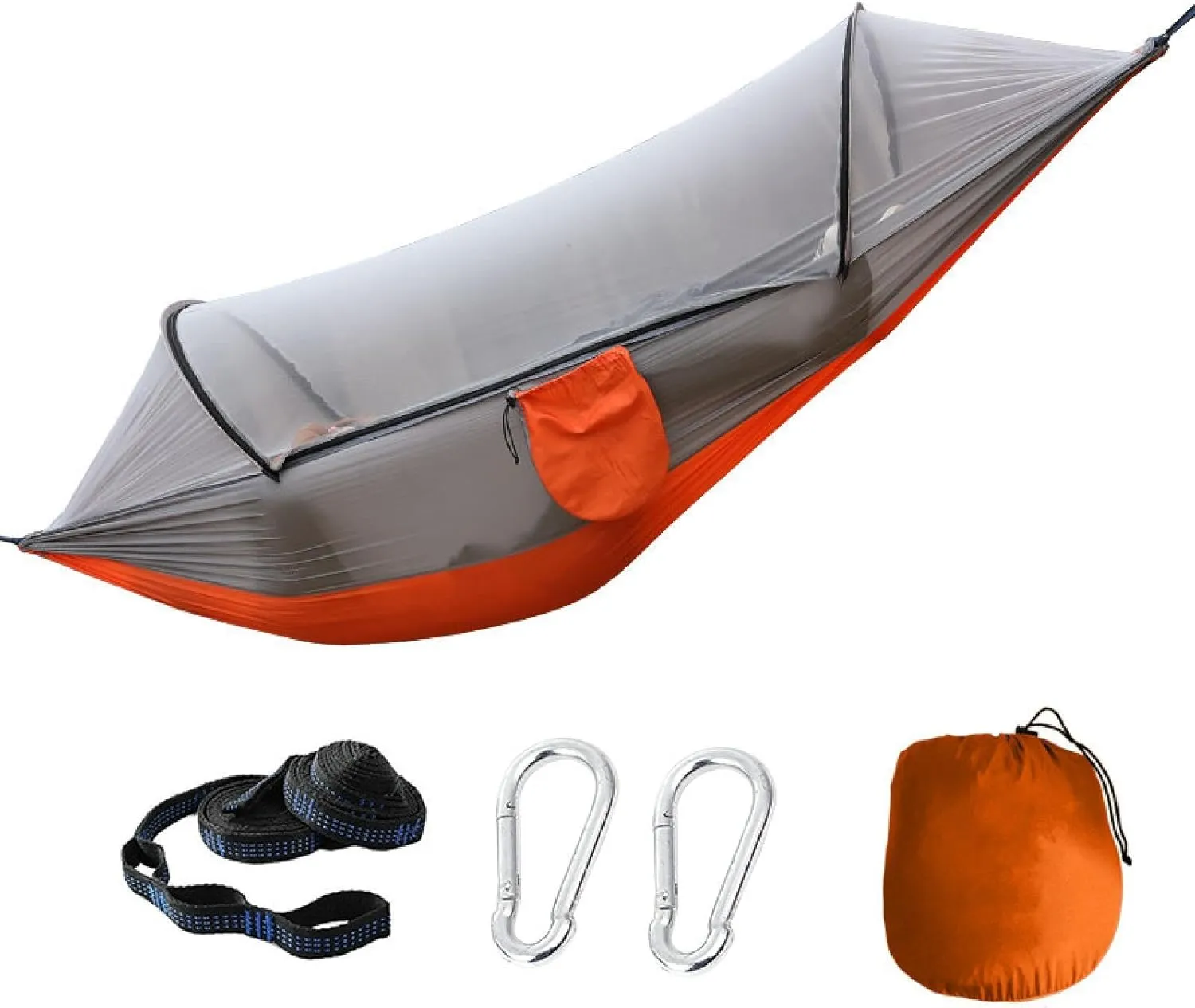 Outdoor Camping Hammock with Mosquito net, Anti-Mosquito Automatic Quick-Opening strut, Anti-Rollover Hammock, Outdoor Indoor Hammock Swing