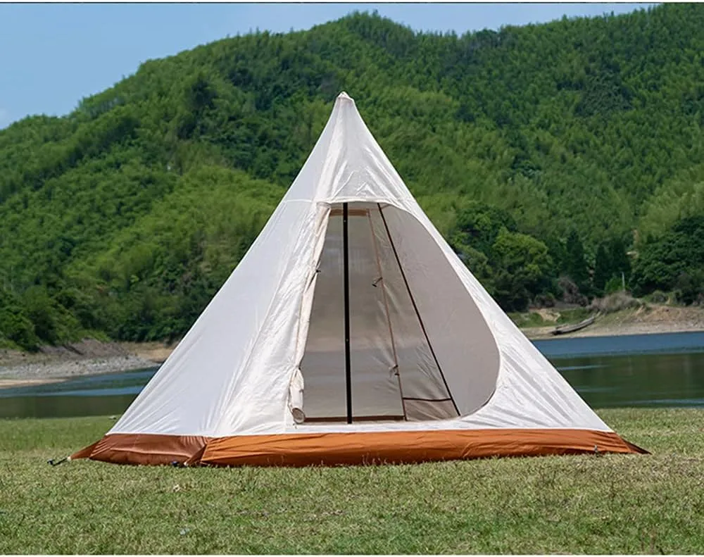 Outdoor Camping Pyramid Tent Double Layer Indian Beach Tent Casual Picnic Mongolian Yurt Tent Hiking Shelter