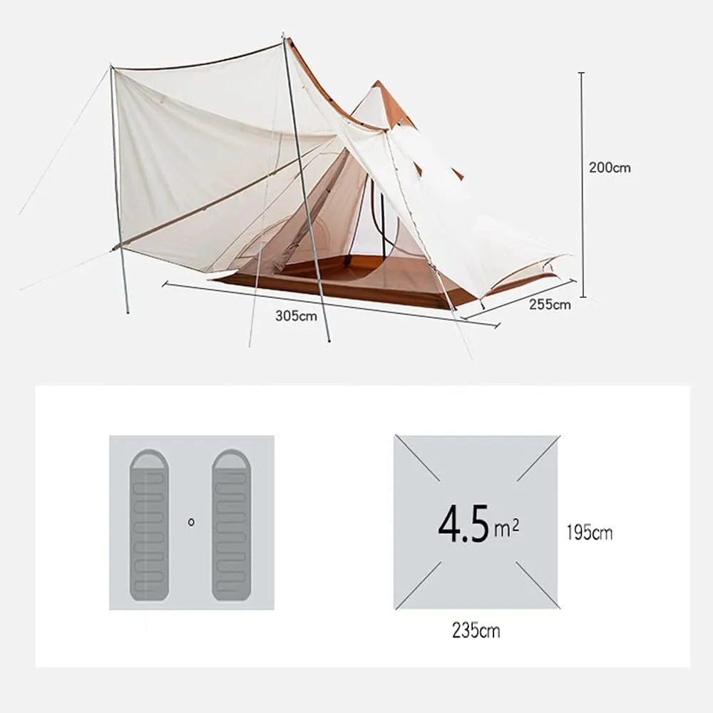 Outdoor Camping Pyramid Tent Double Layer Indian Beach Tent Casual Picnic Mongolian Yurt Tent Hiking Shelter