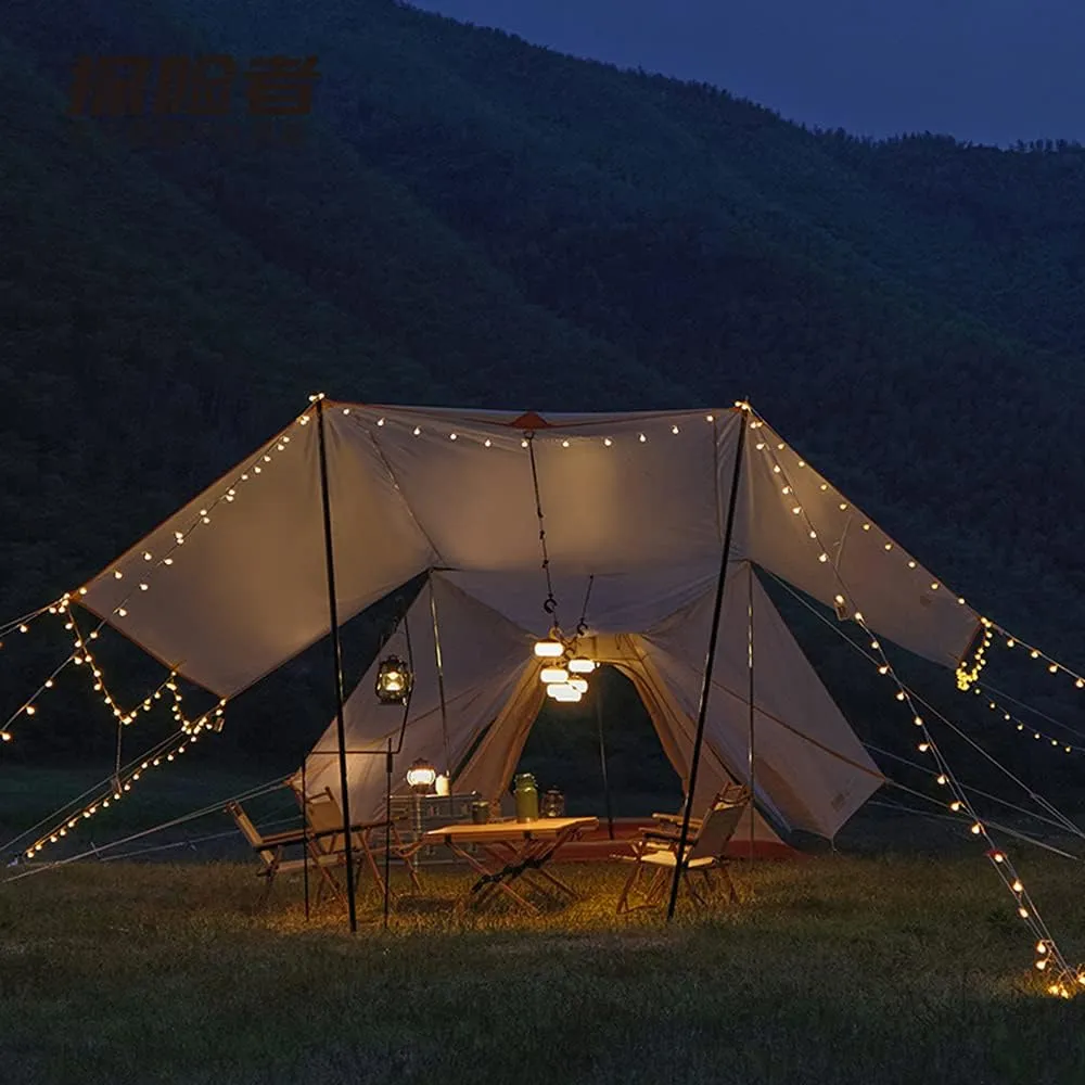Outdoor Camping Pyramid Tent Double Layer Indian Beach Tent Casual Picnic Mongolian Yurt Tent Hiking Shelter