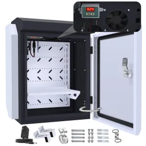 Outdoor Electrical Box with Thermostat and Fan, Precise Temperature Control 0.1°F, IP65 Water Resistant Rating, Galvanized Steel, Aluminum Rear Beam(15.7"x12.6"x9.6")