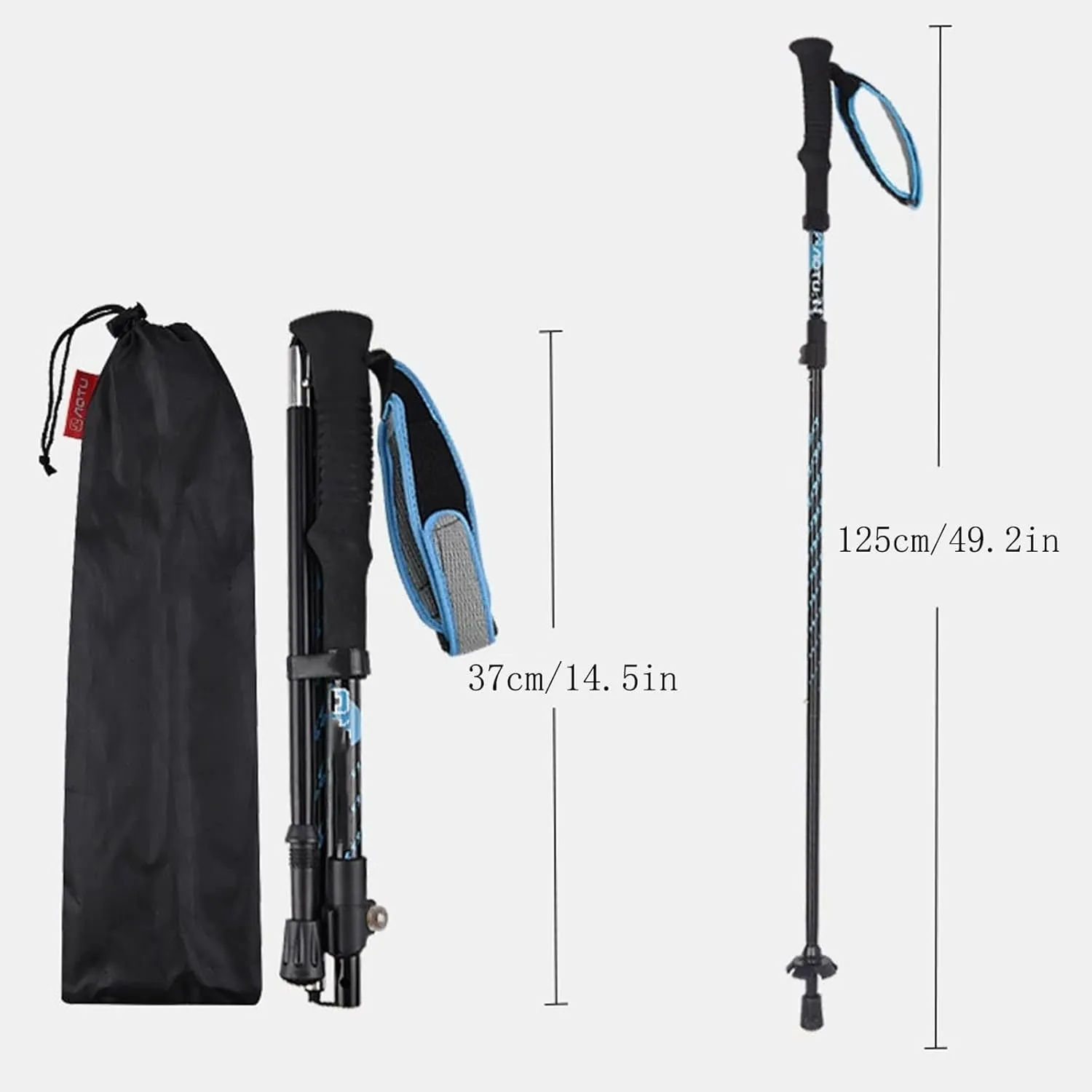 Outdoor Foldable 7075 Aluminum Alloy Hiking Poles, 4 - Section Design, Ideal for Skiing and Trekking