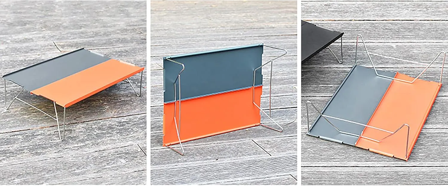 Outdoor Folding Aluminium Camping Table Mini Size Easy Packable Pop-Up Edged Backpacking Picnic Table with Carry Bag for Home, Hiking, Camping, Mountaineering