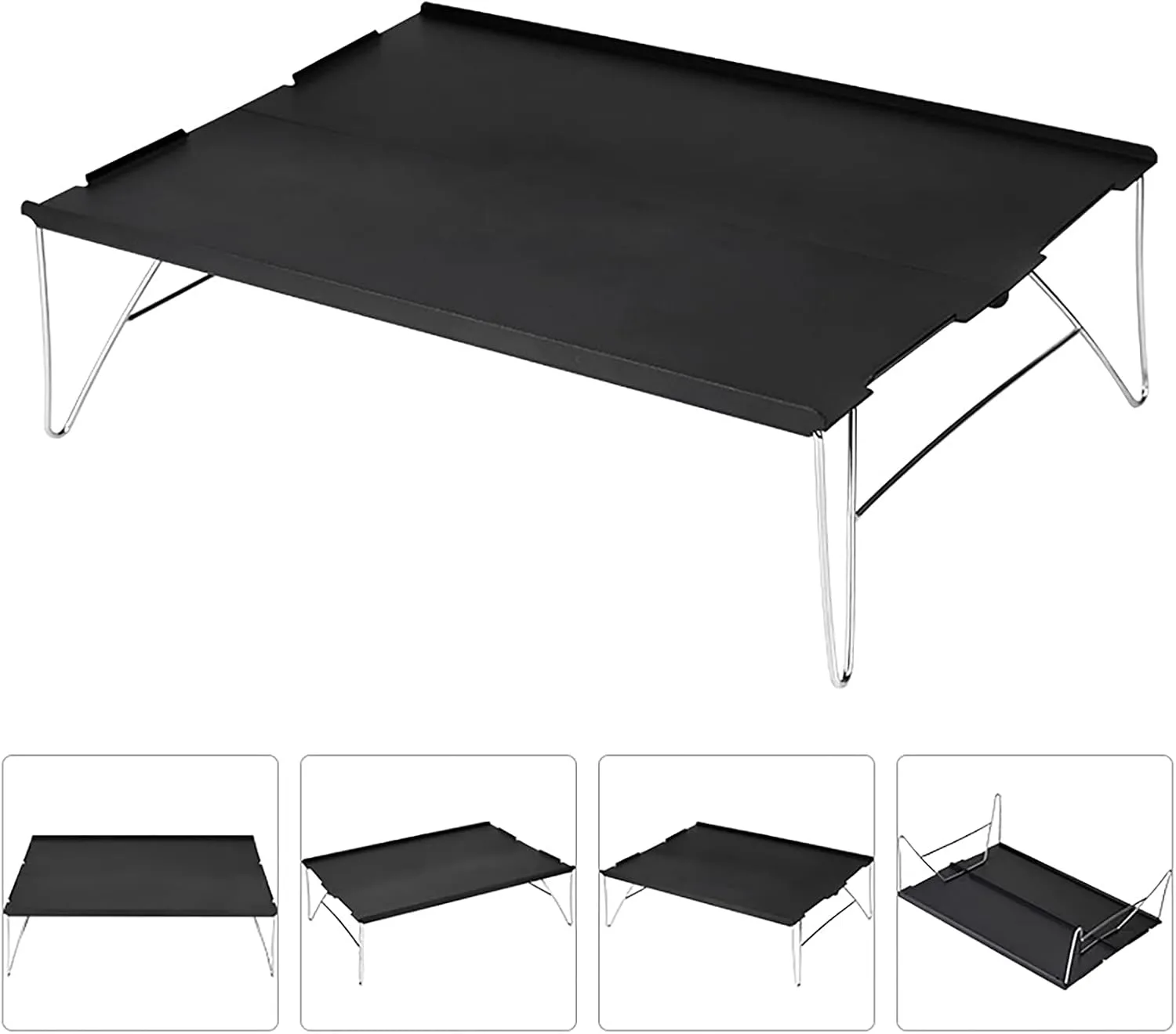 Outdoor Folding Aluminium Camping Table Mini Size Easy Packable Pop-Up Edged Backpacking Picnic Table with Carry Bag for Home, Hiking, Camping, Mountaineering