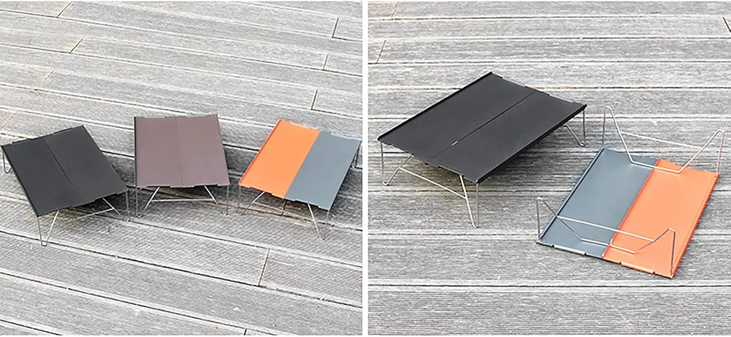 Outdoor Folding Aluminium Camping Table Mini Size Easy Packable Pop-Up Edged Backpacking Picnic Table with Carry Bag for Home, Hiking, Camping, Mountaineering