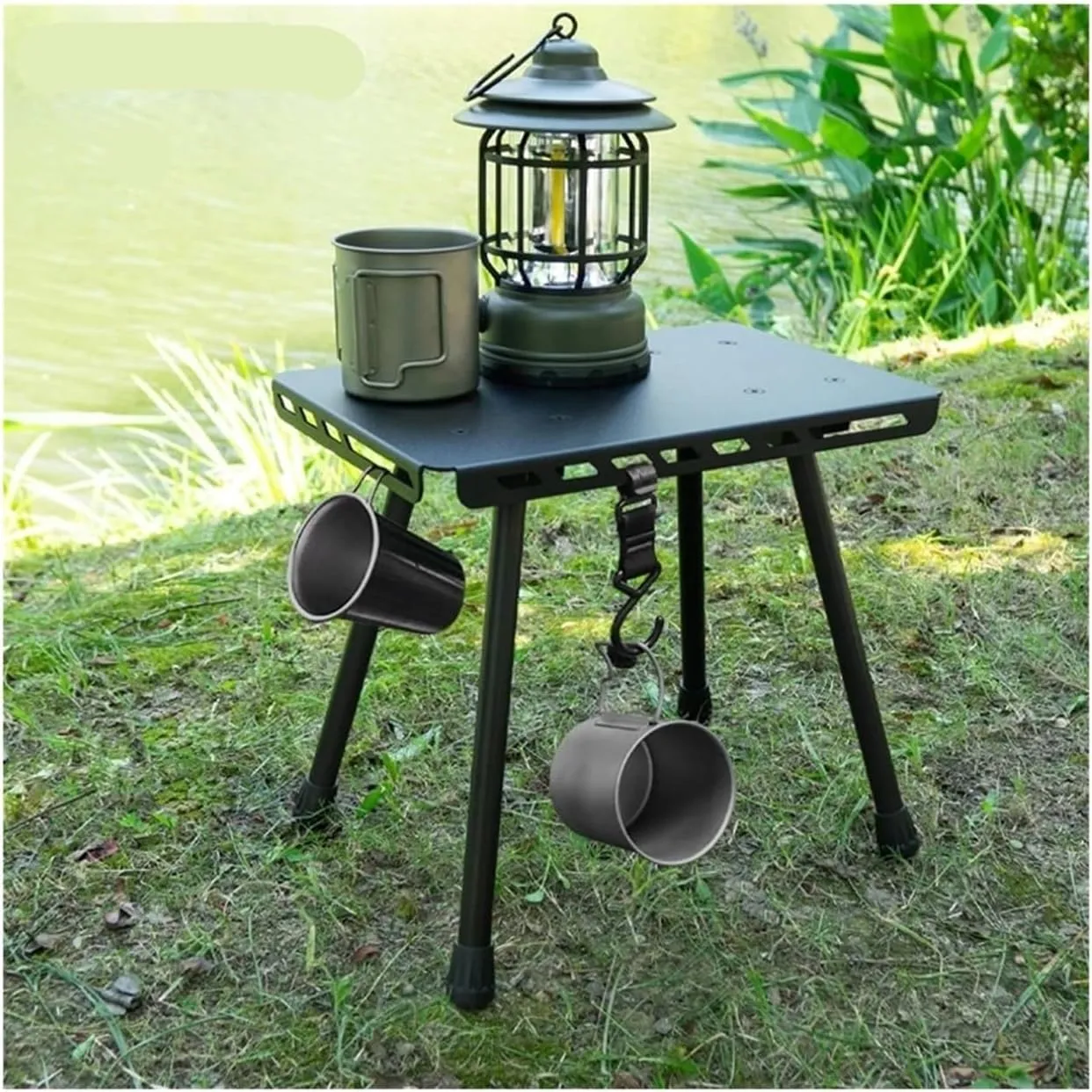 Outdoor Folding Stool Camping Portable Tactical Stool Multifunctional Aluminum Alloy Pony Stool Outdoor Folding Fishing Picnic Plate Stool Small Folding Stool(Black)