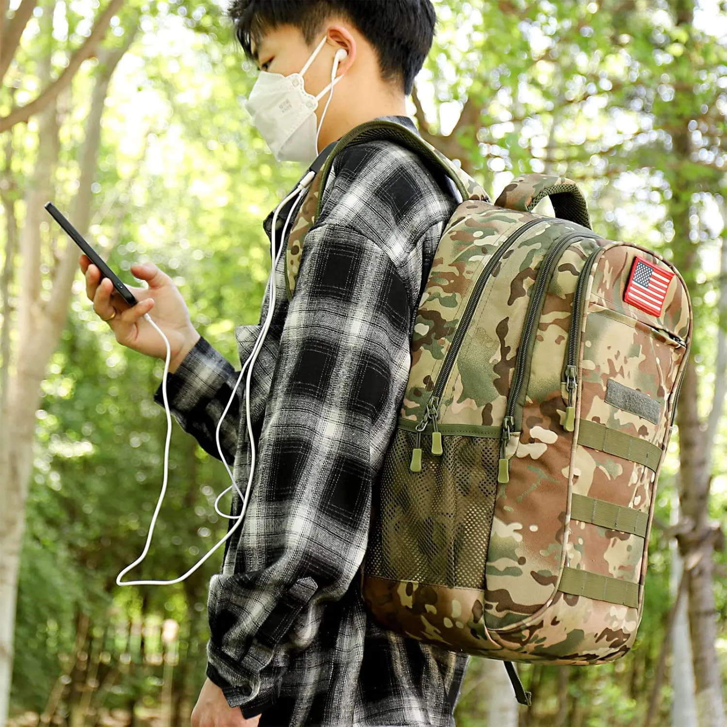 outdoor plus Camo Backpack for School,30L/40L Military Boys Backpack for Elementary Middle School, Army Day Pack for Outdoor