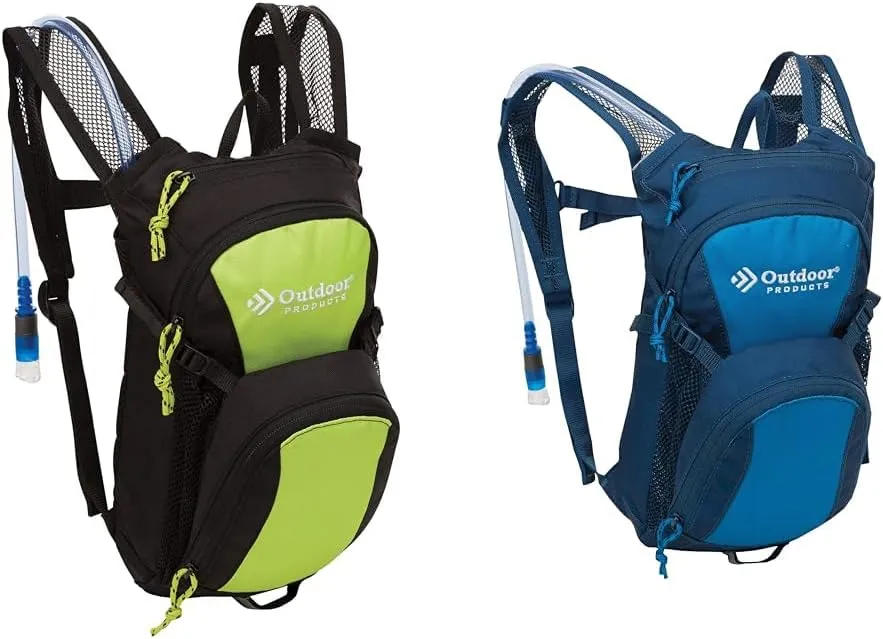 Outdoor Products Tadpole Hydration Pack (Black) (Violet Tulip) (Acid Lime) and (Black) (Bright Blue) Bundle