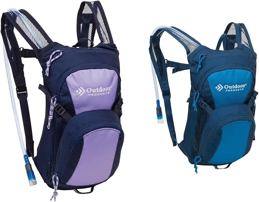 Outdoor Products Tadpole Hydration Pack Bundle - Black with Violet Tulip and Bright Blue