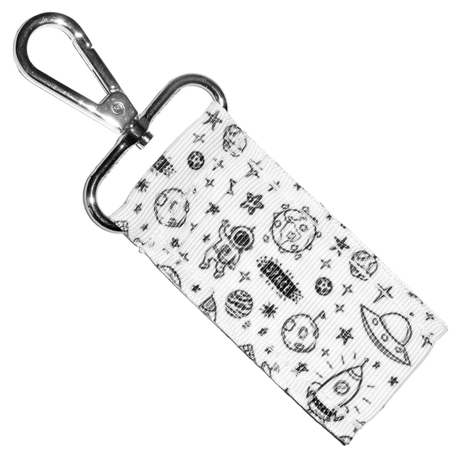 Outer Space Astronaut Print Lip Balm Holder - Swivel Clip - Holds Lip Balm or Chap Stick - Clips to Keychain, Purse, Lanyard or Backpack - Handmade by Green Acorn Kitchen