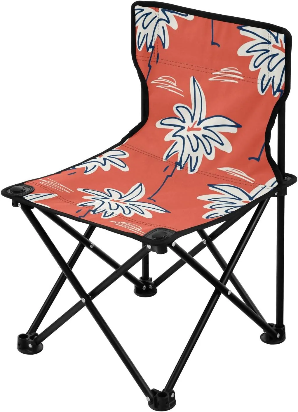 Packable Tropical Palm Brown Heavy Duty Camping Chairs Ultralight Backpack Chair Includes Carry Bag Ice Fishing Chairs for Adults for Hiking Concert