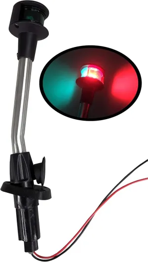Pactrade Marine Bow Lights for Boats LED - Red and Green Boat Navigation Lights with Removable Base - 12-Inch Angled Pole - Marine Accessories for Kayaks, Pontoons, and Small Vessels (1 NM)