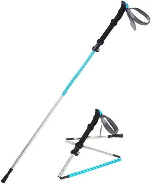 Pansel Folding 7075 Aluminum Alloy Travel Walking Hiking Trekking Pole, 1 Pack, Lake Blue