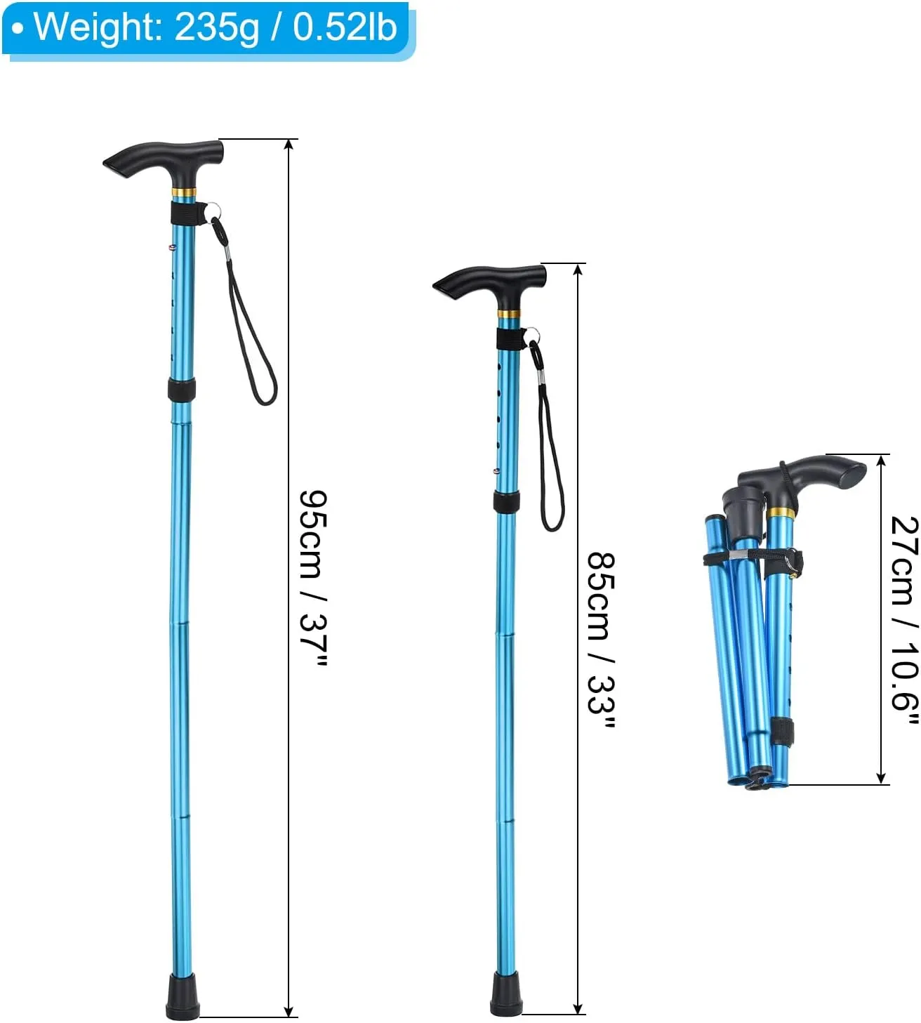 PATIKIL Trekking Poles, Collapsible Hiking Pole Telescopic Folding Cane Quick Lock Aluminum Alloy for Outdoor Hiking Walking