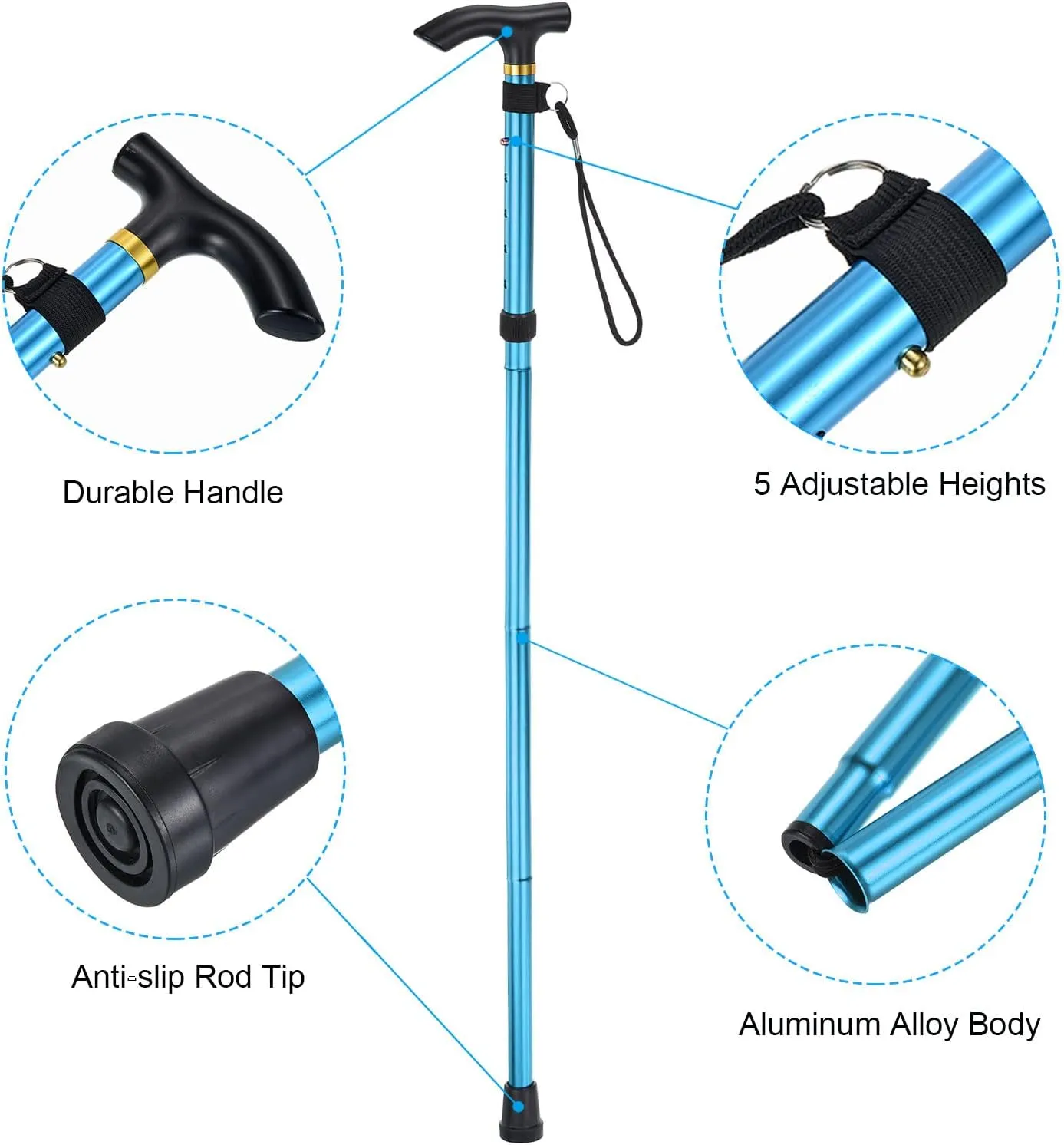 PATIKIL Trekking Poles, Collapsible Hiking Pole Telescopic Folding Cane Quick Lock Aluminum Alloy for Outdoor Hiking Walking