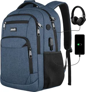 Paude Backpack for School, Laptop, Bookbag for Teen Boys - 17.3 Inch College Backpack for University, Business, Work, Travel (Blue, 17.3 inch)