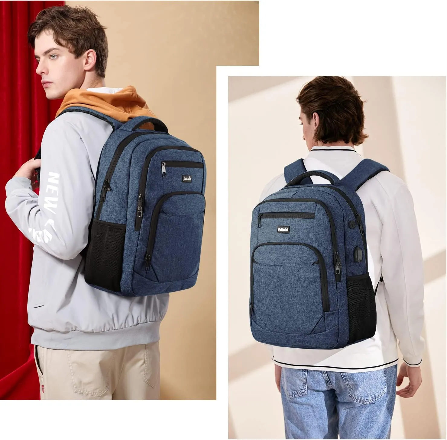 Paude Backpack for School, Laptop, Bookbag for Teen Boys - 17.3 Inch College Backpack for University, Business, Work, Travel (Blue, 17.3 inch)