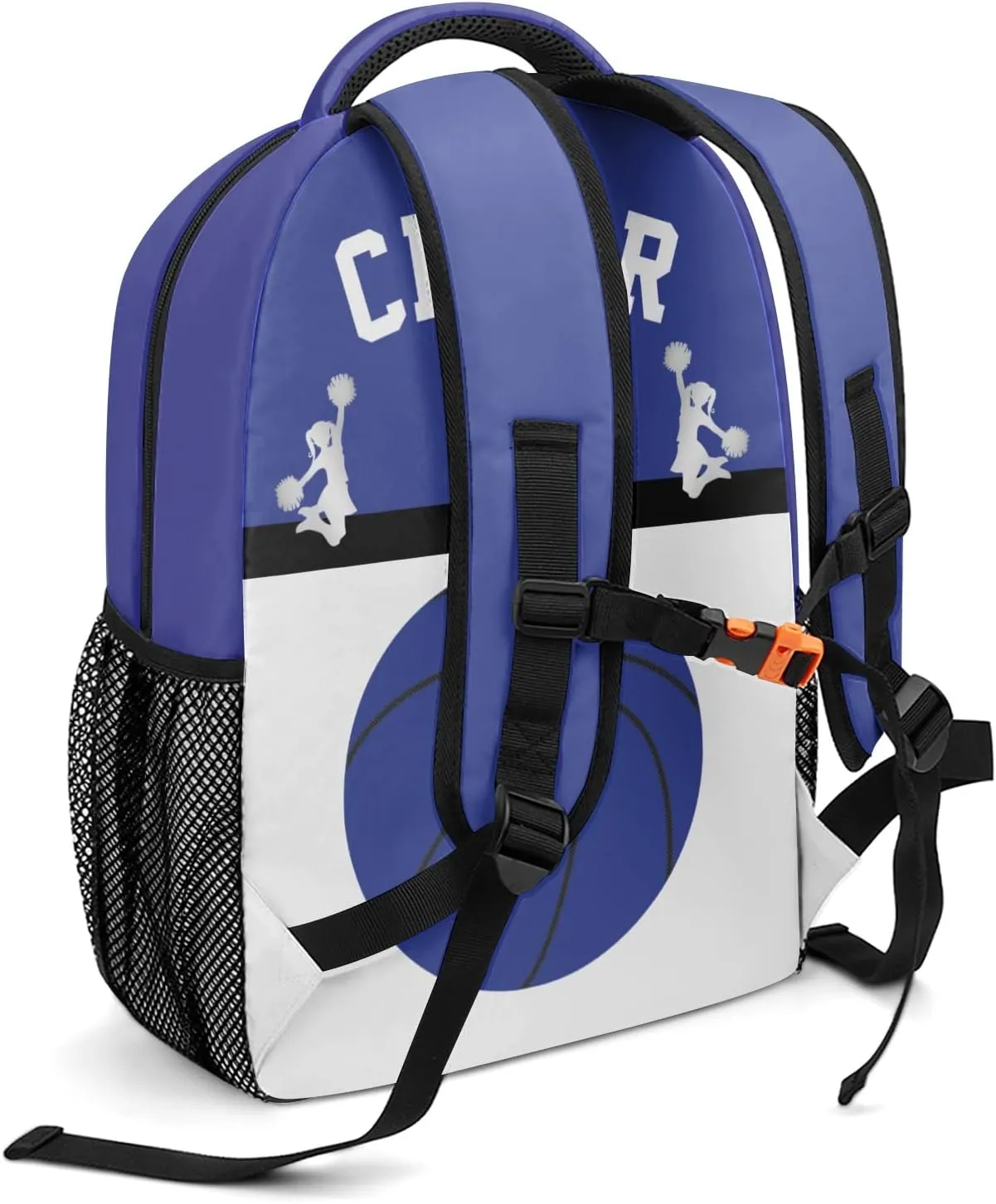 Personalized Cheerleaders Basketball Cheer Blue Backpack with Name Waterproof Bag for Women Men Gift