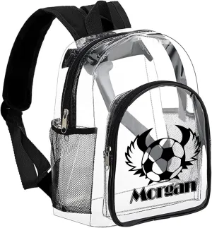 Personalized Clear Backpack Custom Name, Clear Bookbag See Throug Back Pack Heavy Duty Transparent Backpack- Customized Gifts