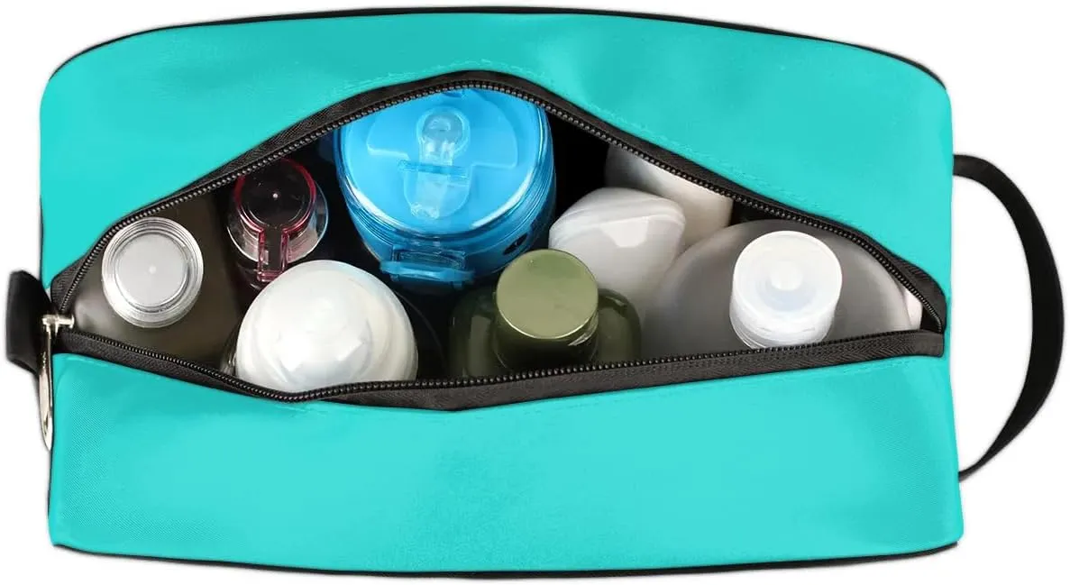 Personalized Floral Monogrammed Toiletry Bags for Women Custom Initial Letter Waterproof Cosmetic Makeup Bags Storage Bags with Handle for Bathroom Travel Work, Peacock Green