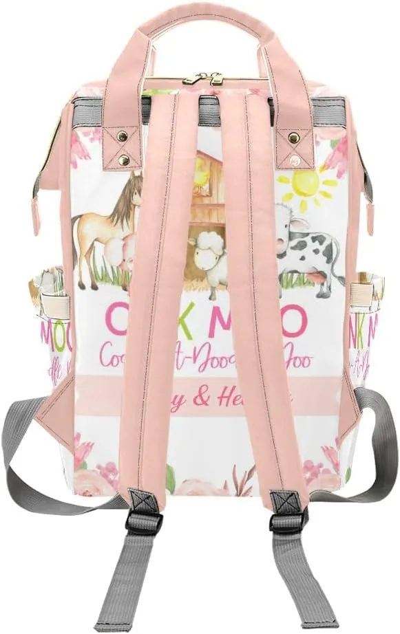 Personalized Name Diaper Bag Backpack Floral Farm Animals Birthday Gift the Best: Spacious Waterproof Nappy Bag for Men and Women