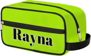 Personalized Toiletry Bag for Women Custom Name Waterproof Cosmetic Makeup Bag Shaving Bag for Men Bathroom Travel Storage Bags with Handle for Work, Bright Green